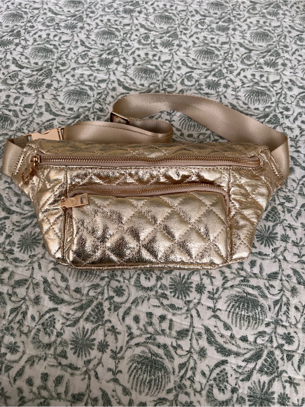 Ah Dorned Quilted Metallic Gold Waist Bag Fanny Pack